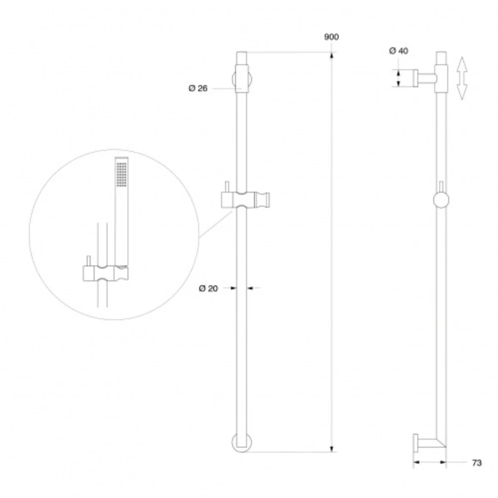 BARKA ADJUSTABLE SHOWER RAIL SET - Image 2