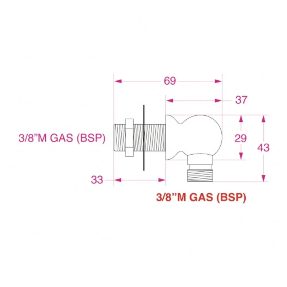 BARKA BULKHEAD ELBOW WATER CONNECTION 3/8" - Image 3