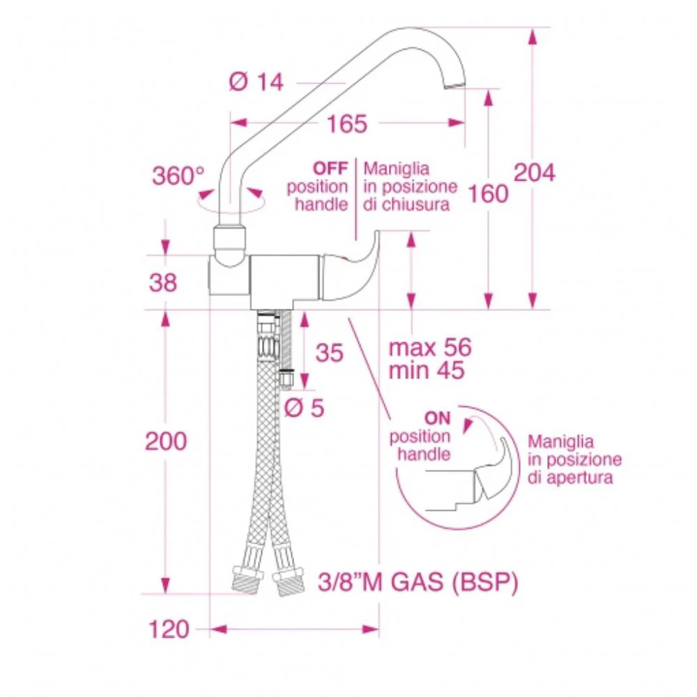 BARKA SINGLE HANDLE FOLD DOWN J SPOUT MIXER - Image 7
