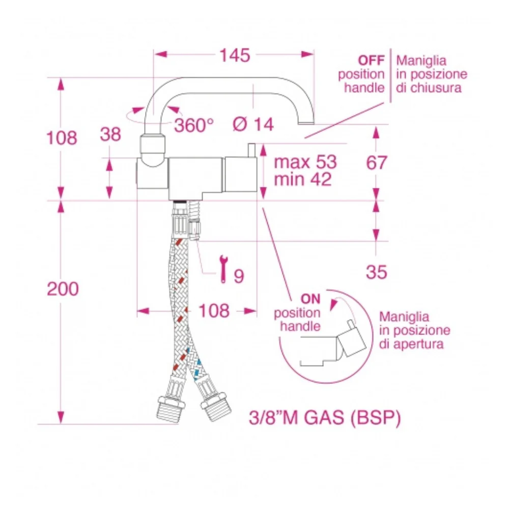 BARKA SINGLE HANDLE FOLD DOWN LOW SPOUT MIXER - Image 7