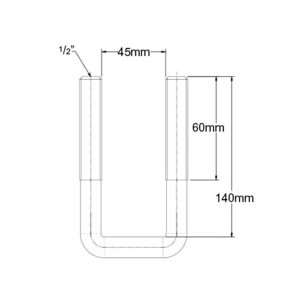 U-BOLT GAL FOR 45MM SQ AXLE - Image 2